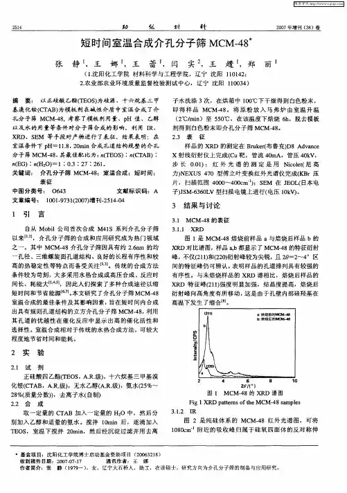 短时间室温合成介孔分子筛MCM-48