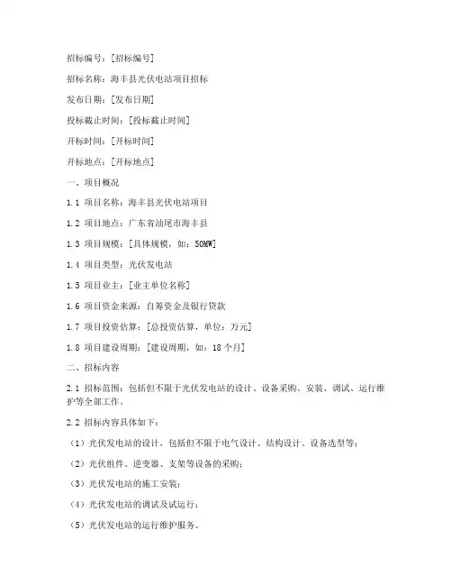 海丰县光伏电站招标文件