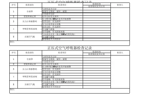 正压式空气呼吸器检查记录