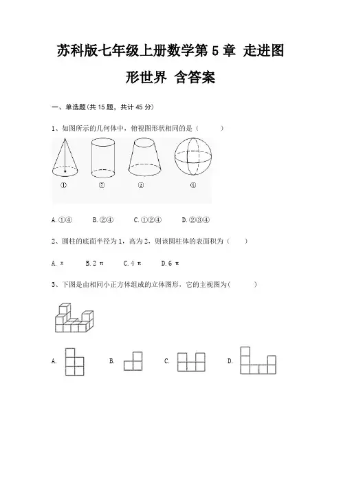 苏科版七年级上册数学第5章 走进图形世界 含答案