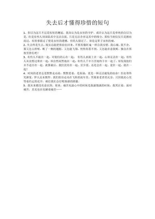 失去后才懂得珍惜的短句