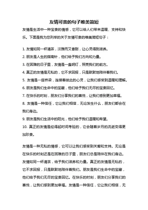 友情可贵的句子唯美简短