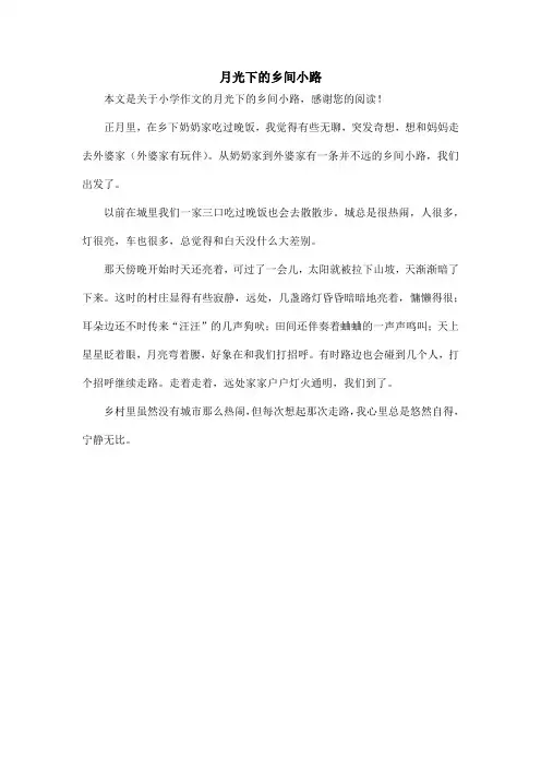 月光下的乡间小路_小学作文