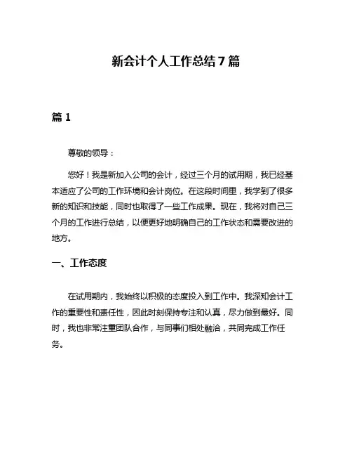 新会计个人工作总结7篇