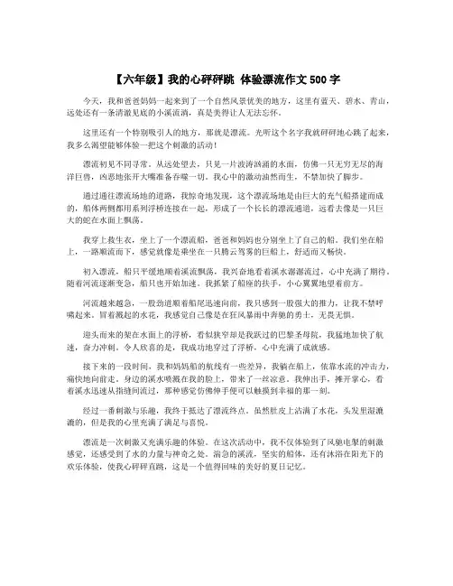 【六年级】我的心砰砰跳 体验漂流作文500字