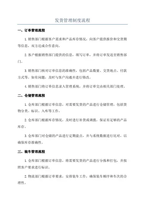 发货管理制度流程