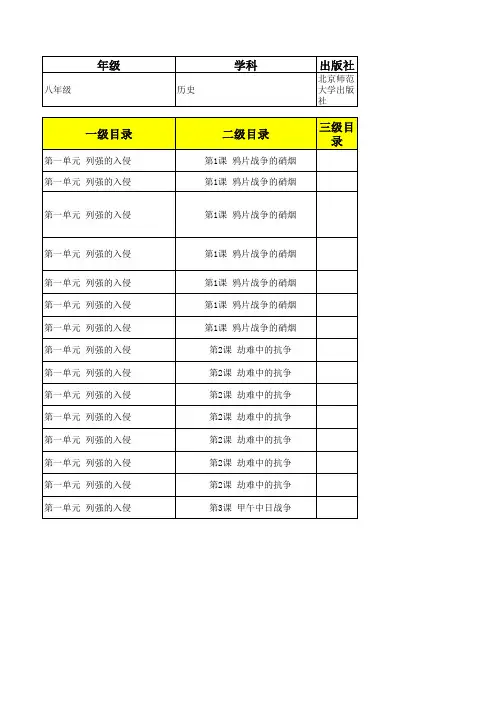 历史北师大八年级上册