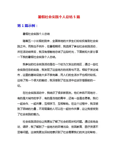 暑假社会实践个人总结5篇