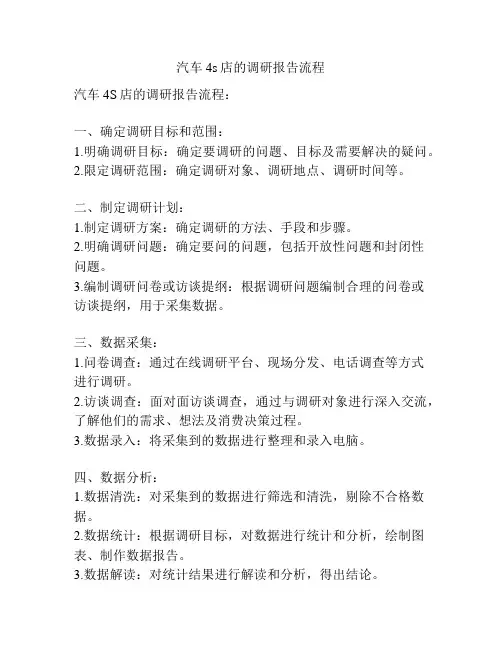 汽车4s店的调研报告流程