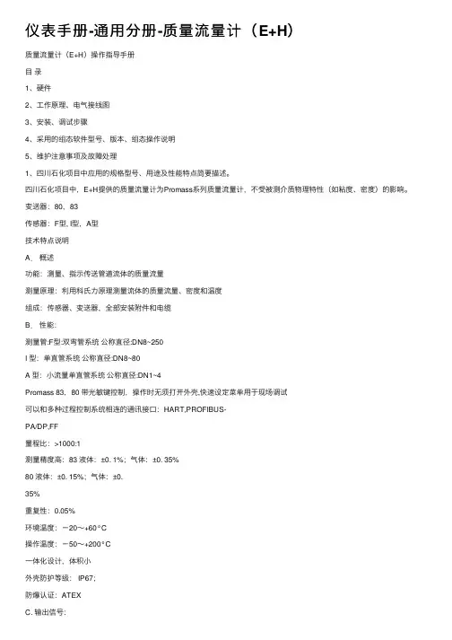 仪表手册-通用分册-质量流量计（E+H）