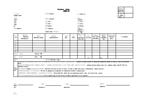 采购订单 purchase order