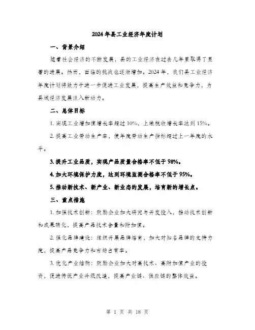 2024年县工业经济年度计划(6篇)