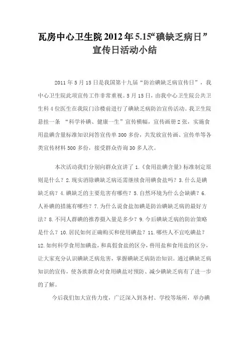 2012年5月15日碘缺乏病宣传日