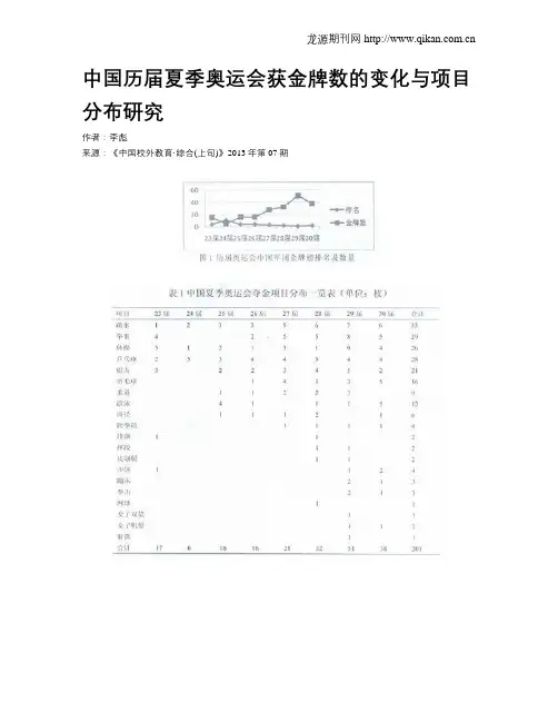 中国历届夏季奥运会获金牌数的变化与项目分布研究