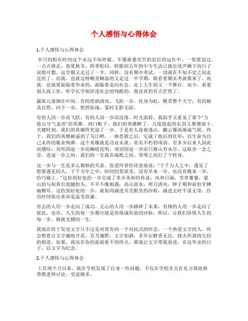 个人感悟与心得体会