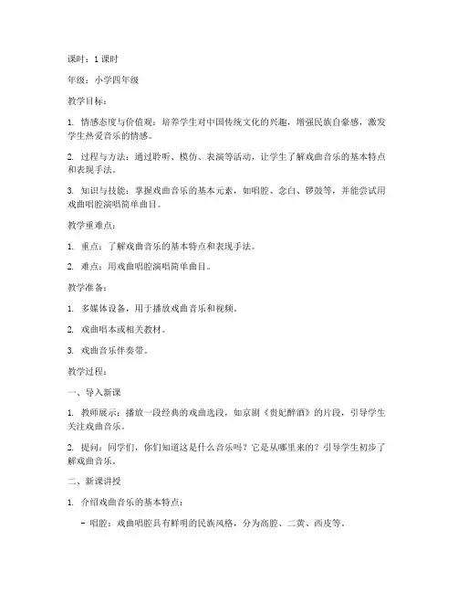 戏曲小学音乐试讲教案模板