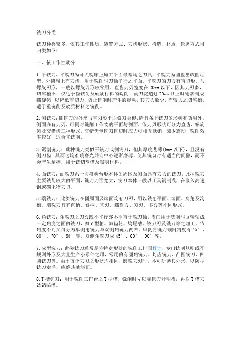 铣刀分类