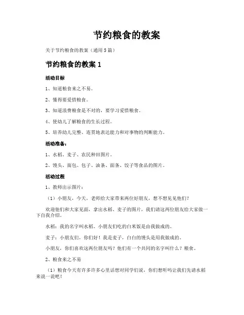 节约粮食的教案