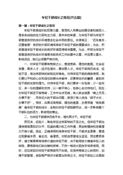 年轻干部成长之我见[共五篇]