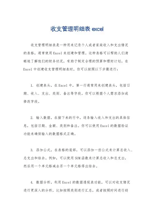 收支管理明细表excel