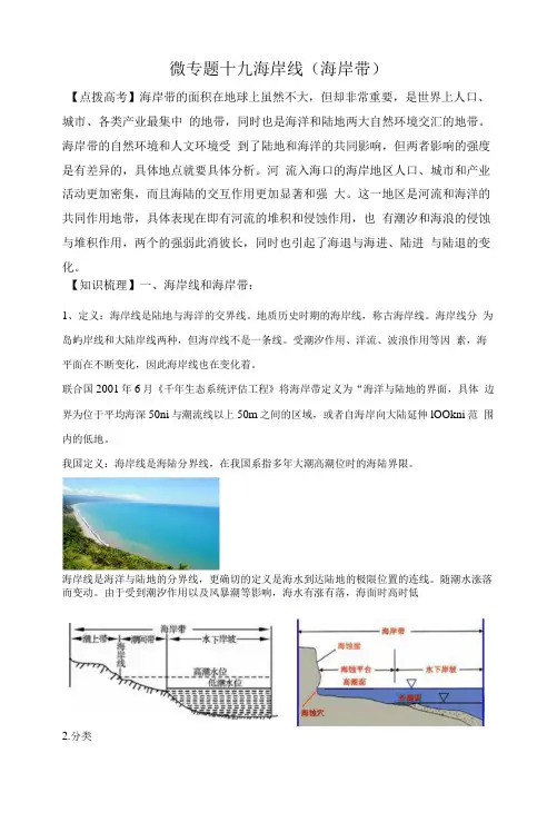 2022高考地理专题十九 海岸线(海岸带)(含答案解析)