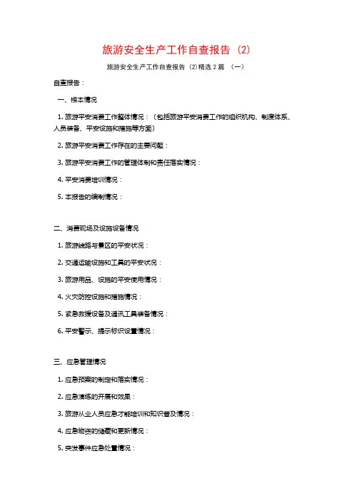 旅游安全生产工作自查报告2篇