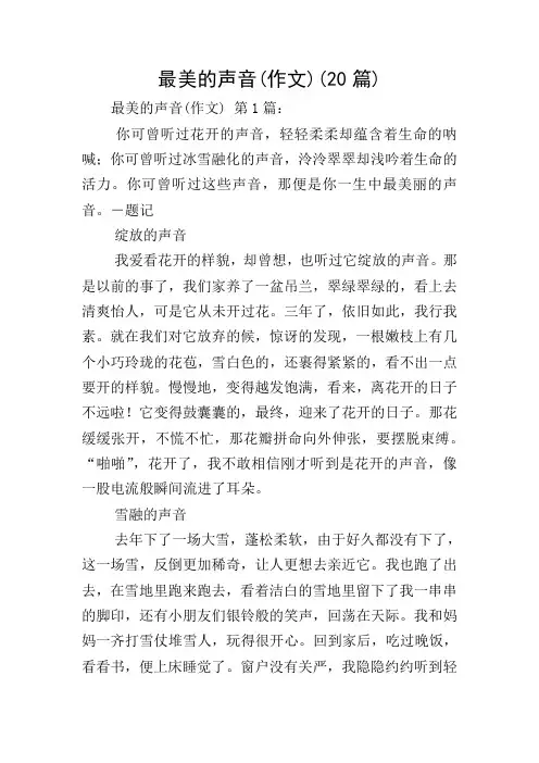 最美的声音(作文)(20篇)