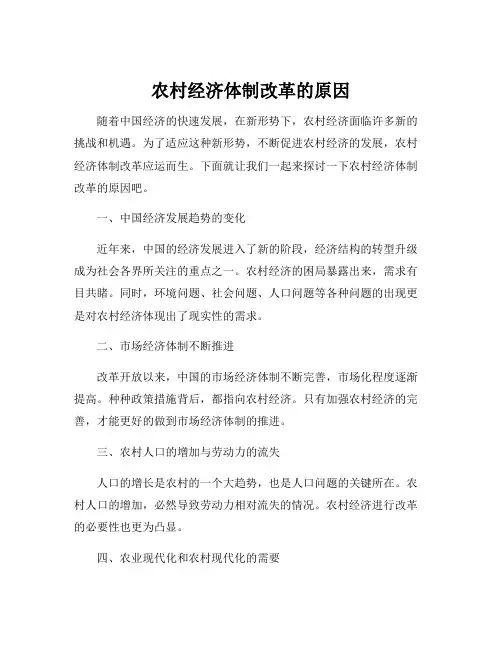 农村经济体制改革的原因