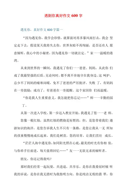 遇到你真好作文600字