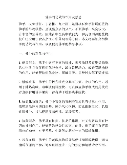 佛手的功效与作用及禁忌