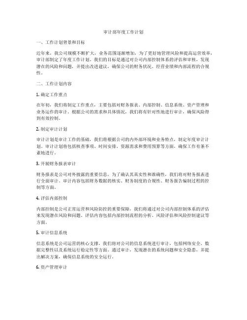 审计部年度工作计划