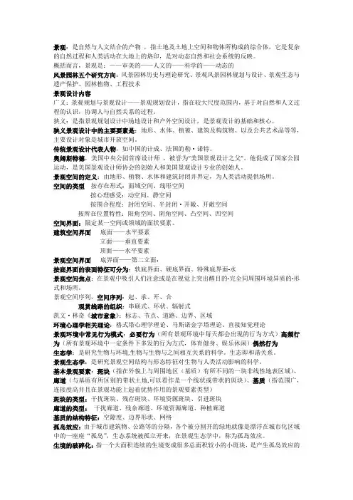 山建《景观设计概论》填空和名词解释部分