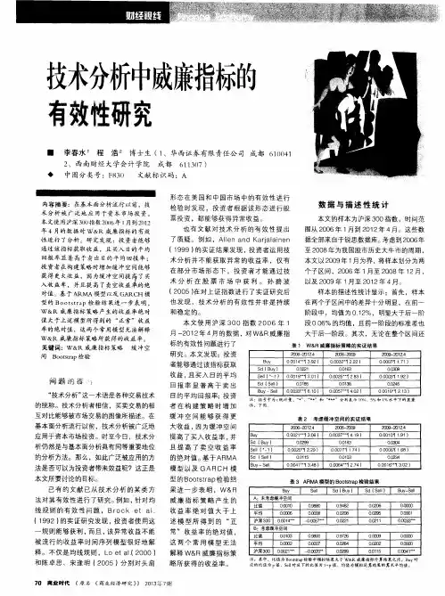 技术分析中威廉指标的有效性研究