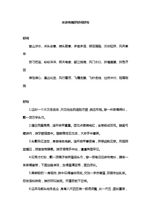 水浒传摘抄好词好句