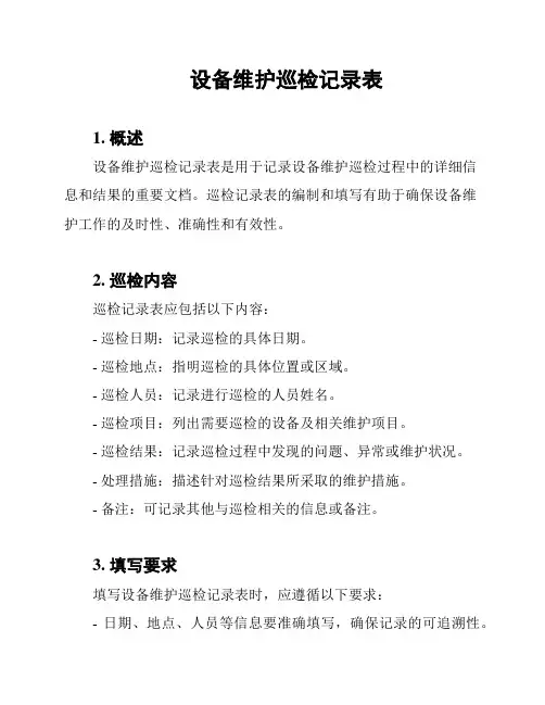 设备维护巡检记录表