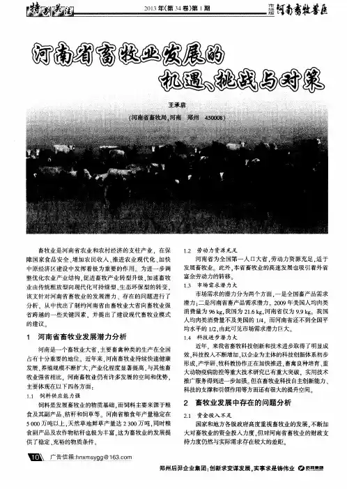 河南省斋牧业发展的机遇、挑战与对策
