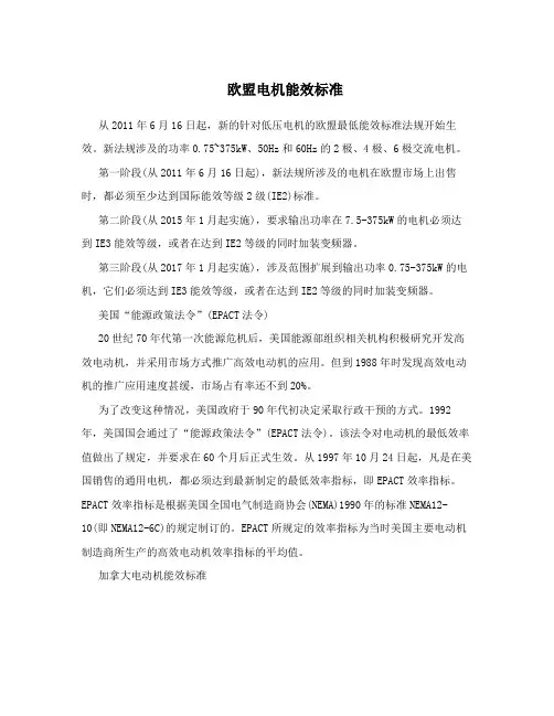 欧盟电机能效标准