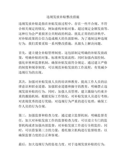 违规发放补贴整改措施