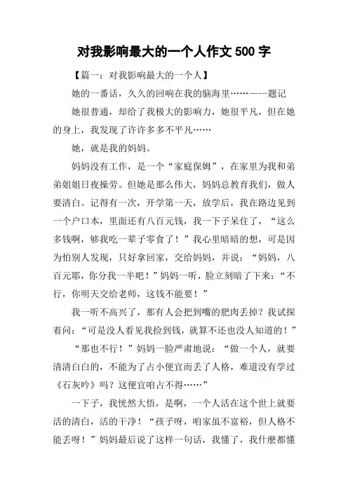 对我影响最大的一个人作文500字