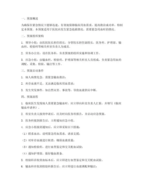 应急用血工作预案流程