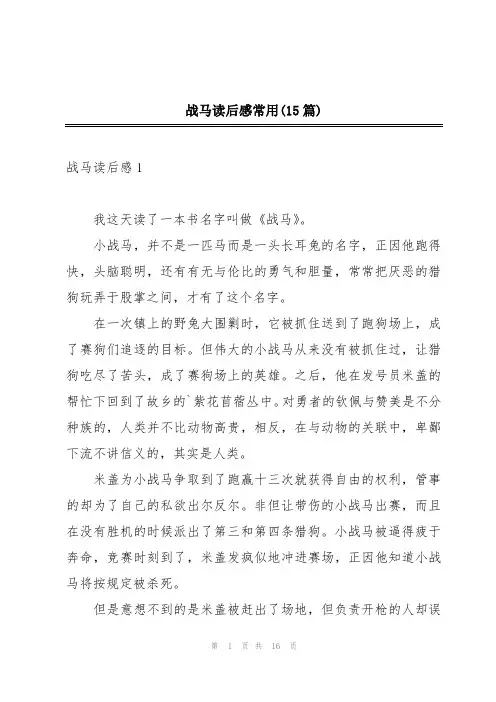 战马读后感常用(15篇)