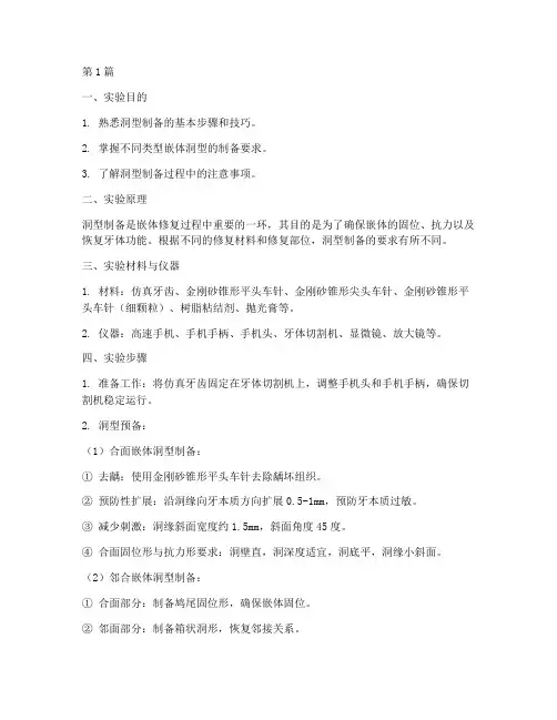 制备洞型实验报告(3篇)