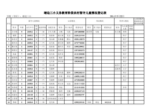 义务教育阶段农村留守儿童情况登记表