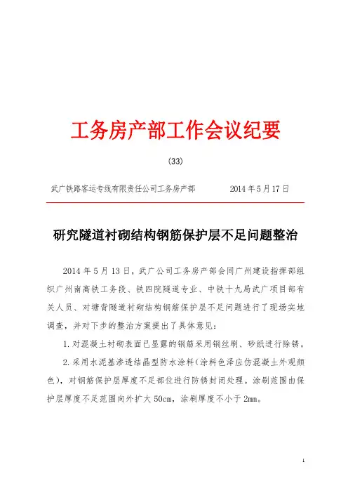 研究隧道衬砌结构钢筋保护层不足问题整治     (33)