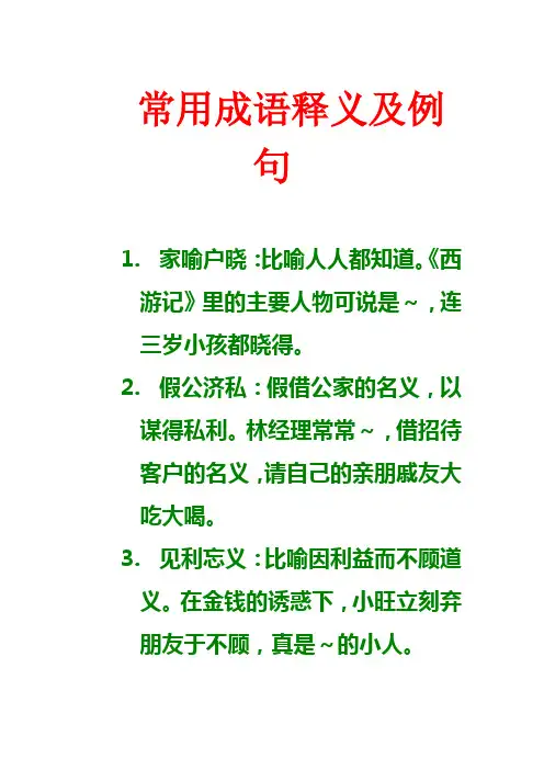 常用成语释义及例句