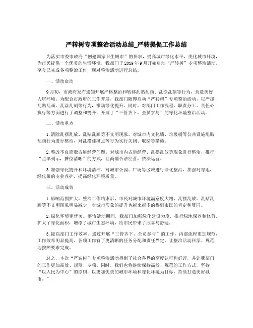 严转树专项整治活动总结_严转提促工作总结