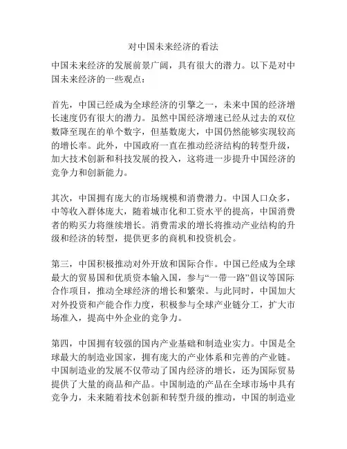 对中国未来经济的看法