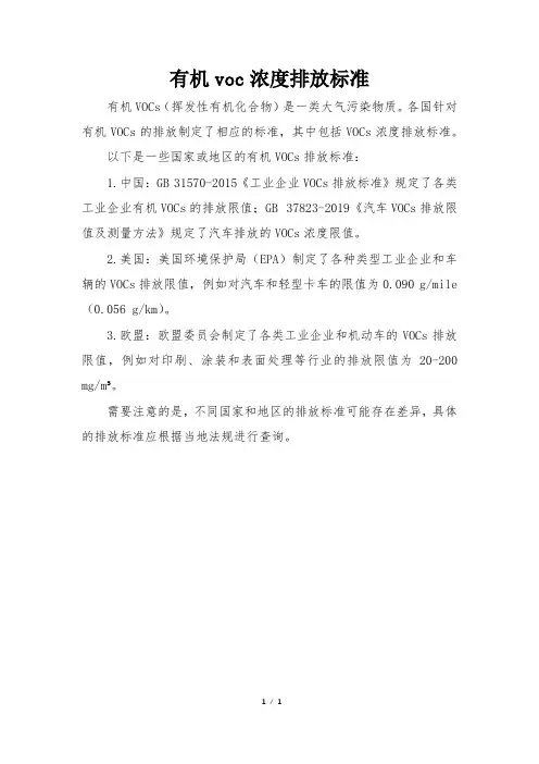 有机voc浓度排放标准