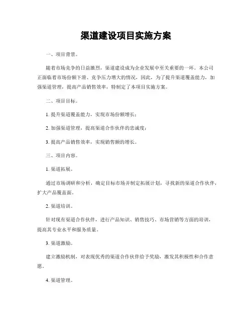 渠道建设项目实施方案