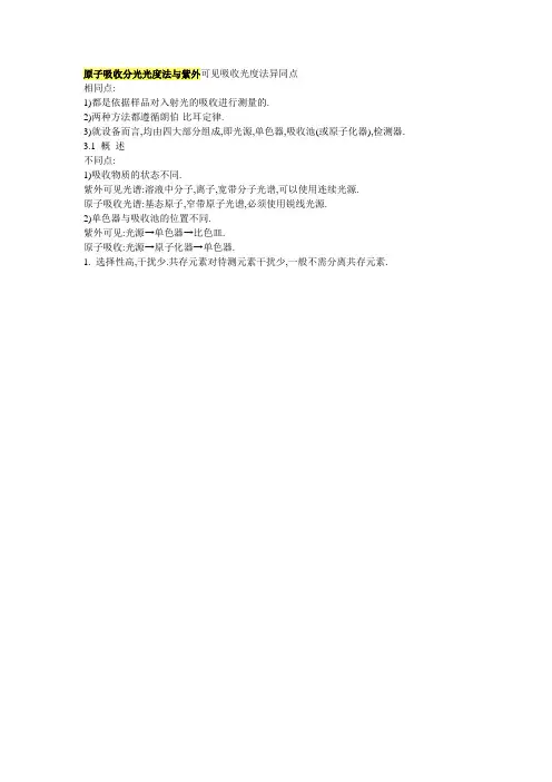 原子吸收分光光度法与紫外可见吸收光度法异同点